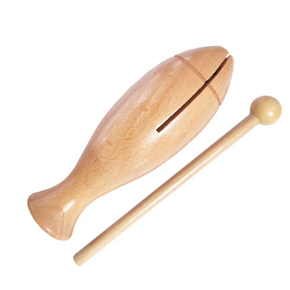 打擊樂器 原木/櫸木 小魚造型 魚型木魚 (附棒) - 美佳樂器商城